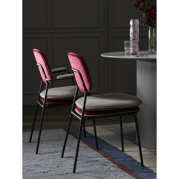 Стул с подлокотниками и контрастным кантом pea, велюр, бордовый/бежевый Bergenson Bjorn