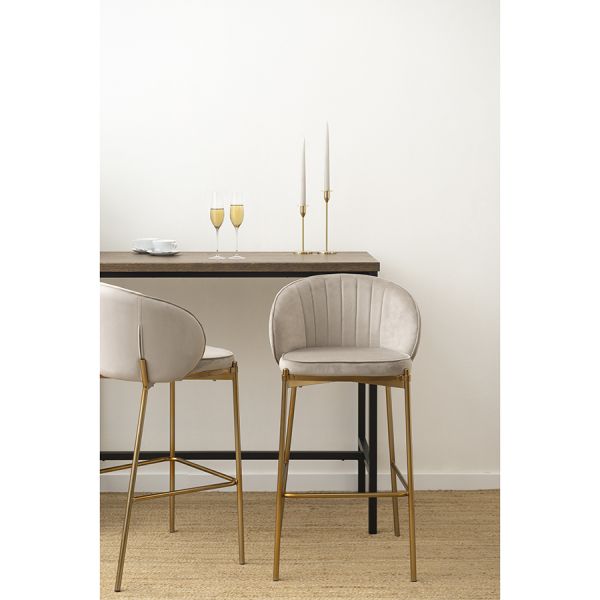 Стул барный coral, велюр, серо-бежевый Bergenson Bjorn