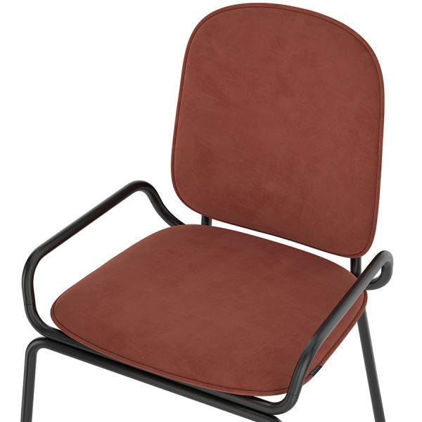 Набор из 2 стульев ror, double frame, велюр, черный/темно-красный