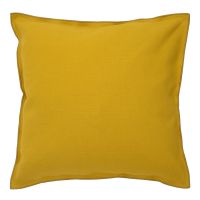Чехол на подушку из фактурного хлопка горчичного цвета с контрастным кантом из коллекции essential
