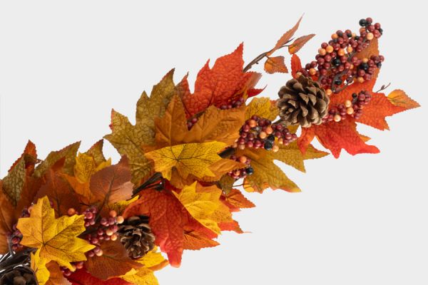 Ветка декоративная 80 см, полиэстер/пенопласт, Осенние листья, Bright pumpkin ANNA LAFARG
