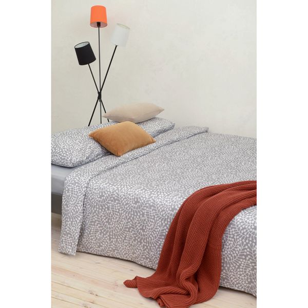 Комплект постельного белья серого цвета с принтом Спелая смородина из коллекции scandinavian touch 200х220 см