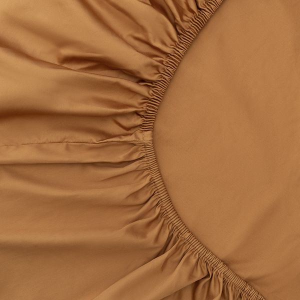 Простыня на резинке из сатина из коллекции meditation, caramel, 160х200х30 см Tkano