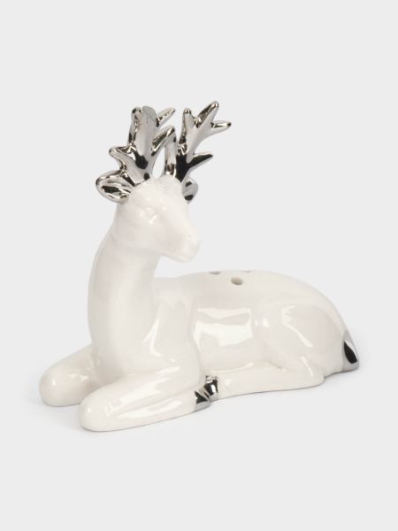 Емкость для соли или перца 7 см, фарфор, бело-серебристая, Олень, Maral grey ANNA LAFARG
