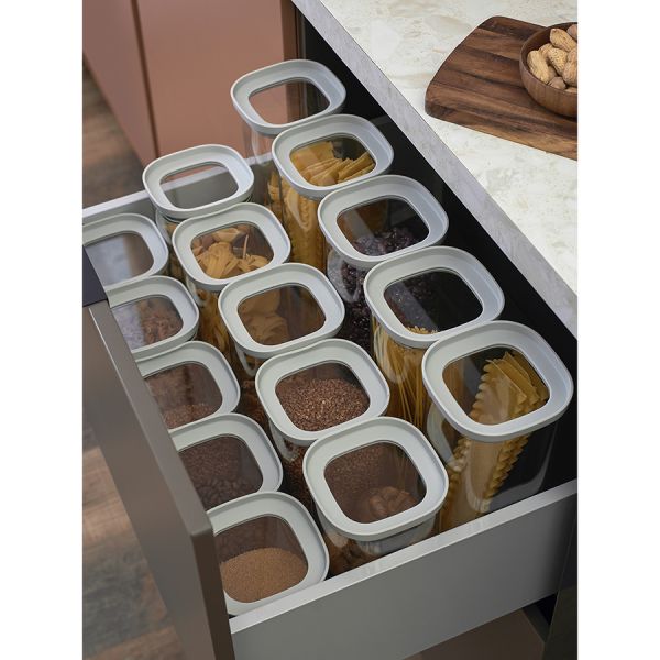 Банка для хранения стеклянная с крышкой 2 л, светло-серая Smart Solutions