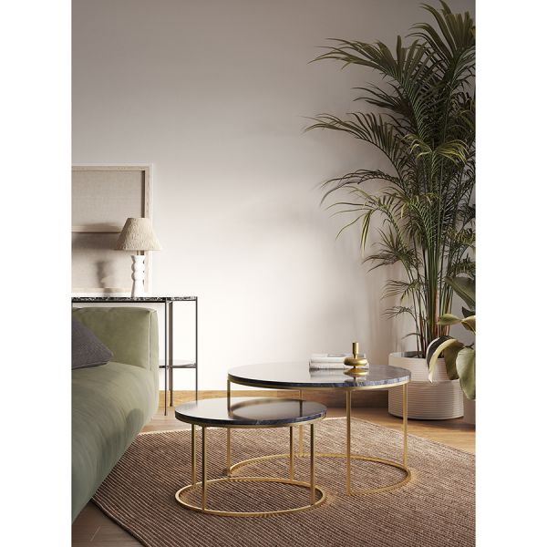 Набор столиков журнальных hans 60 см и 80 см черный мрамор