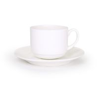 Чайная пара банкетная 250 мл, белый костяной фарфор, АККУ