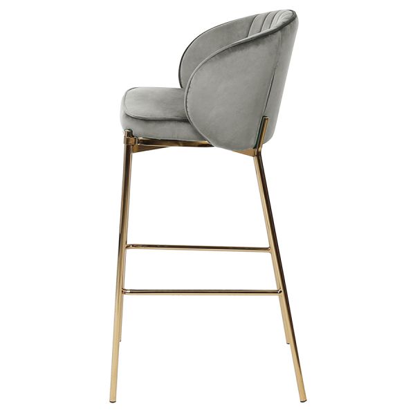 Стул полубарный coral, велюр, серо-бежевый