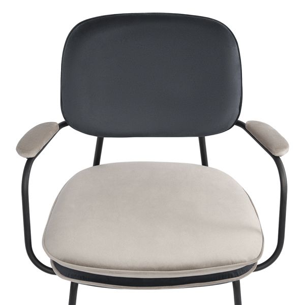 Стул с подлокотниками и контрастным кантом pea, велюр, темно-серый/бежевый Bergenson Bjorn