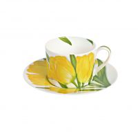 Чашка с блюдцем чайная Flower 230 мл, цвет: желтый, FREEDOM TAITU