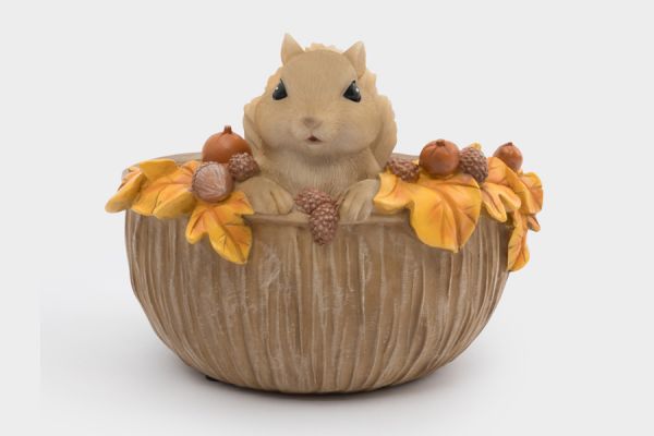 Конфетница 17х14 см, полирезин, коричневая, Белка, Autumn forest ANNA LAFARG
