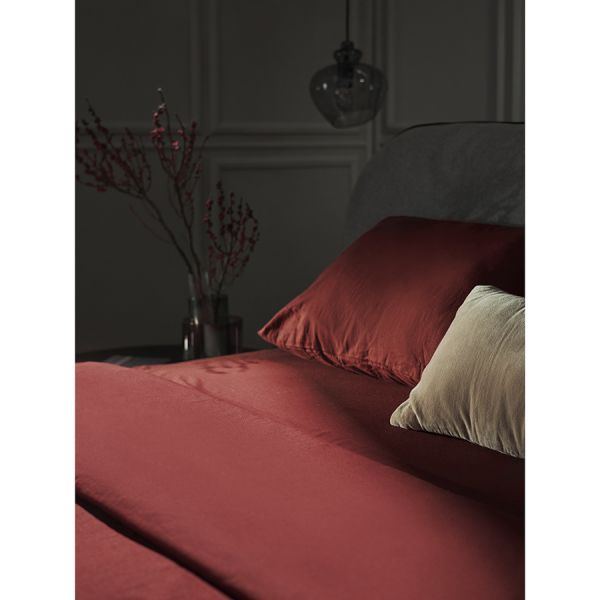 Комплект постельного белья изо льна и хлопка цвета копченой паприки из коллекции essential, 150х200 см Tkano