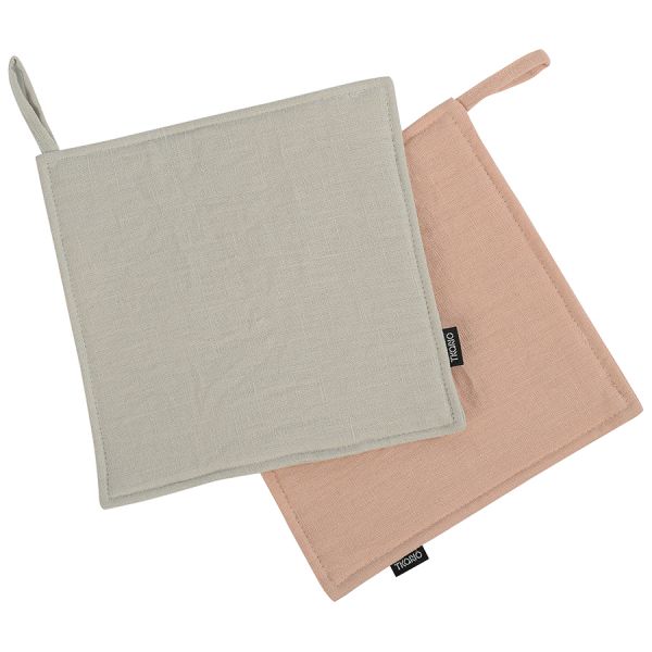 Прихватка из умягченного льна розово-пудрового цвета из коллекции Essential 22х22 см Tkano