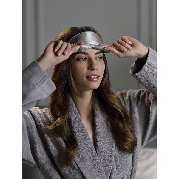 Халат махровый из чесаного хлопка серого цвета из коллекции essential, размер m Tkano