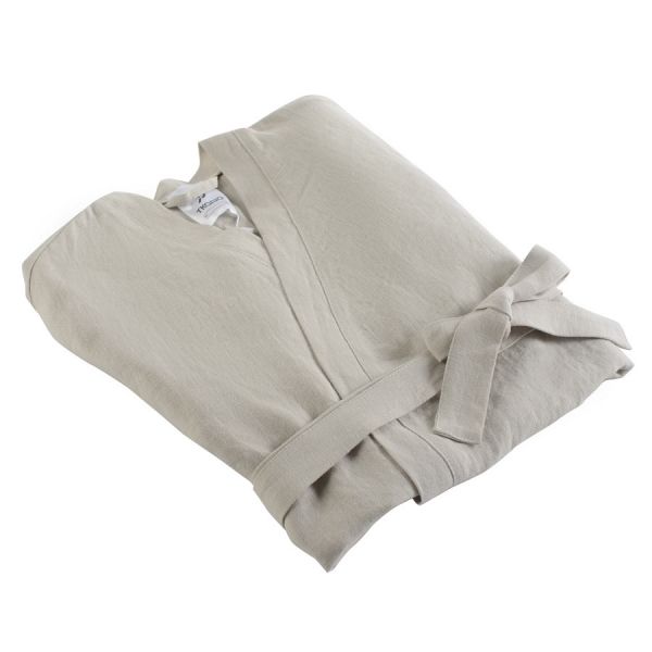 Халат из умягченного льна бежевого цвета essential s Tkano