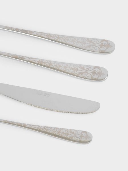 Столовые приборы на 6 персон, 24 предмета, сталь, серебристые, Узоры, Valetta
