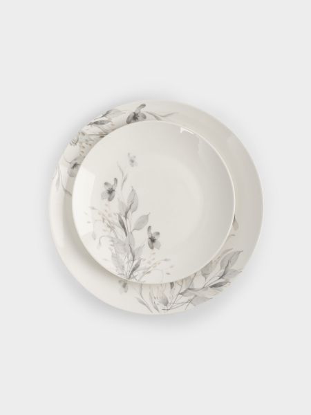 Сервиз обеденный на 6 персон, 19 предметов, фарфор, молочный, Полевые цветы, Flower melody