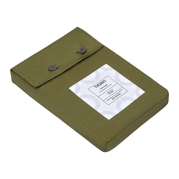 Простыня из премиального сатина оливкового цвета из коллекции essential, 180х270 см Tkano