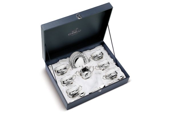 Чайный набор на 6 персон Stradivari с отделкой под серебро в подарочной коробке 