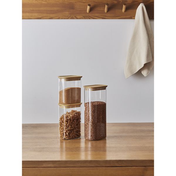 Банка для хранения прямоугольная glass bamboo 1.3 л Smart Solutions