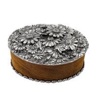 Шкатулка «Ромашки» деревянная с посеребренными элементами КМ2040ШК06