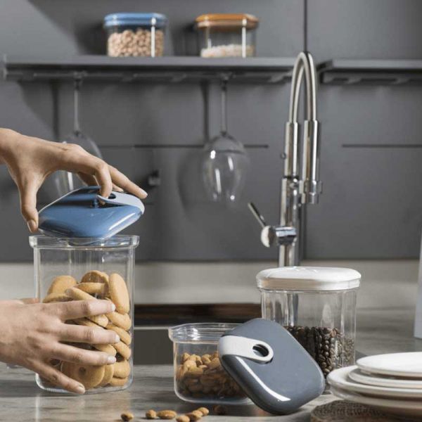 Емкость для хранения квадратная 500/1000/1500 мл антрацит Omada, набор 3 шт