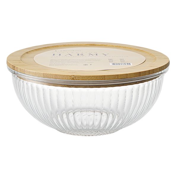 Чаша стеклянная с бамбуковой крышкой harmy, 2 л Liberty Jones
