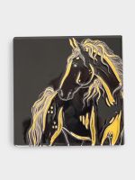 Подставка под кружку 11х11 см, керамика/пробка, квадратная, черная, Лошадь, Horse Anna Lafarg