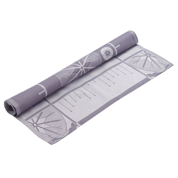 Салфетка из хлопка фиолетово-серого цвета с рисунком Ледяные узоры, new year essential, 53х53 см Tkano