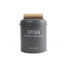 Банка для сыпучих продуктов 1 л, металл/дерево, графитовая, Local ANNA LAFARG