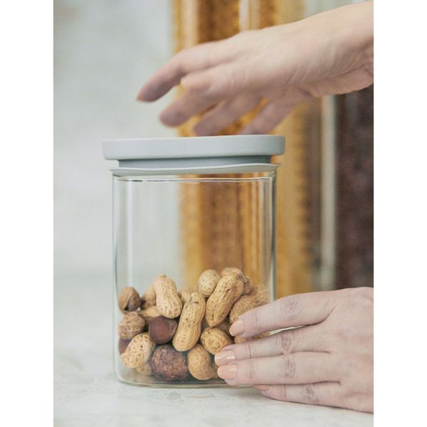Банка для хранения стеклянная с крышкой 1 л, светло-серая Smart Solutions