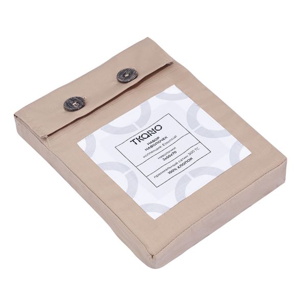 Набор наволочек из премиального сатина бежевого цвета из коллекции essential, 50х70 см Tkano