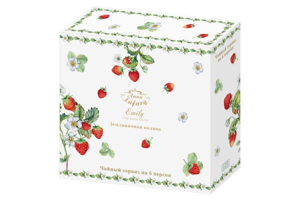 Чайный сервиз Земляничная поляна на 6 персон, 14 предметов Anna Lafarg Emily