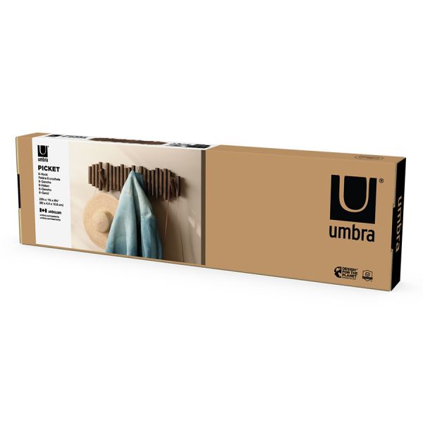 Вешалка настенная picket, 8 крючков, состаренный грецкий орех Umbra