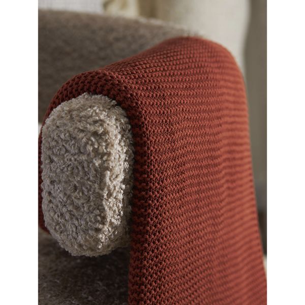 Плед из хлопка жемчужной вязки терракотового цвета из коллекции essential, 130х180 см Tkano