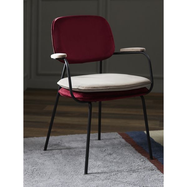 Стул с подлокотниками pea, велюр, бордовый/бежевый Bergenson Bjorn