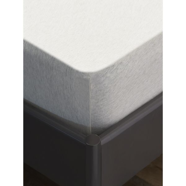 Простыня на резинке из хлопкового трикотажа серо-бежевого цвета из коллекции essential Tkano