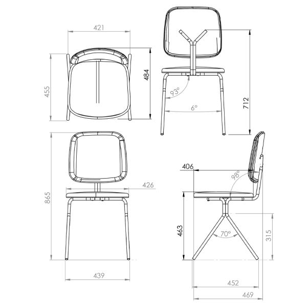 Стул ror, y, велюр, черный/темно-голубой Latitude