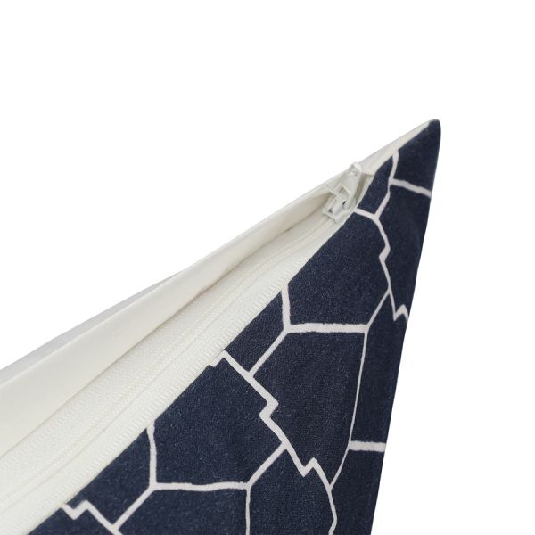 Чехол на подушку из хлопкового бархата с геометрическим принтом темно-синего цвета из коллекции ethnic 45х45 см