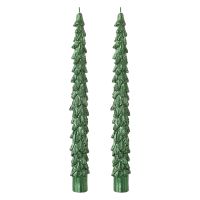 Набор из двух свечей зеленого цвета из коллекции new year essential, 26 см Tkano