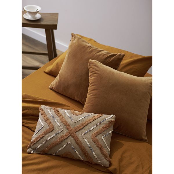 Простыня изо льна и хлопка цвета карри из коллекции essential, 240х270 см Tkano