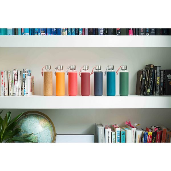 Бутылка для воды стеклянная 600 мл бирюзовая