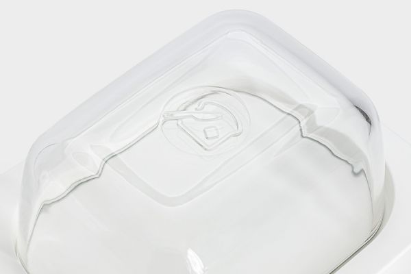 Масленка 14 см, стекло/пластик, прямоугольная, белая, Basic ANNA LAFARG