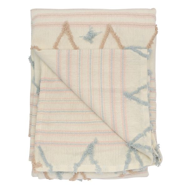 Покрывало из хлопка с бахромой голубого цвета из коллекции ethnic 230х250 см