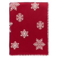 Плед из хлопка с новогодним рисунком fluffy snowflakes из коллекции new year essential, 130х180 см Tkano