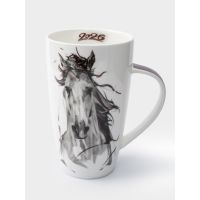 Кружка 600 мл, фарфор, черно-белая, Конь, Horse ANNA LAFARG