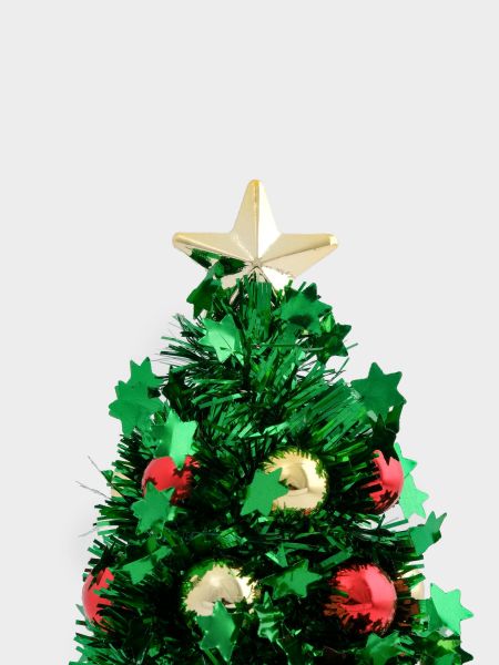 Ель искусственная 21 см, с шарами, в горшке, мишура/пластик, зеленая, New year