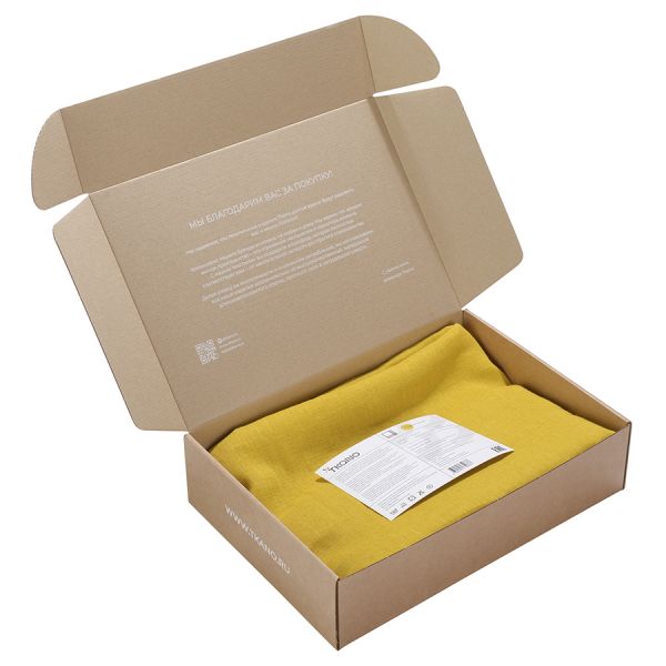 Скатерть из стираного льна горчичного цвета из коллекции essential, 150х250 см Tkano
