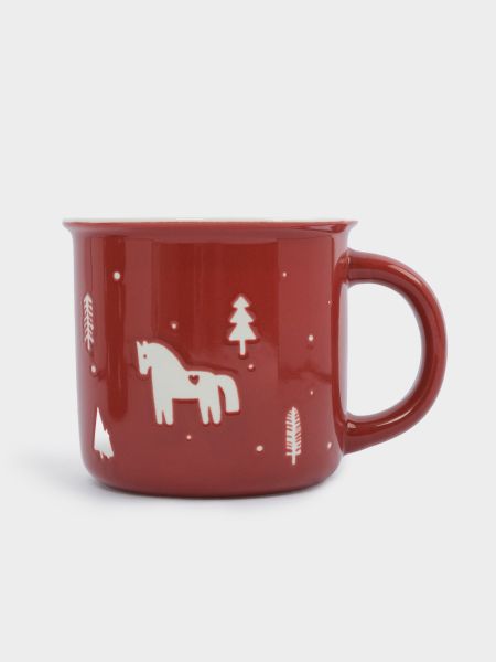 Кружка 400 мл, 2 шт, фарфор, зеленая/красная, Лошадь/Машина с елкой, Retro ANNA LAFARG
