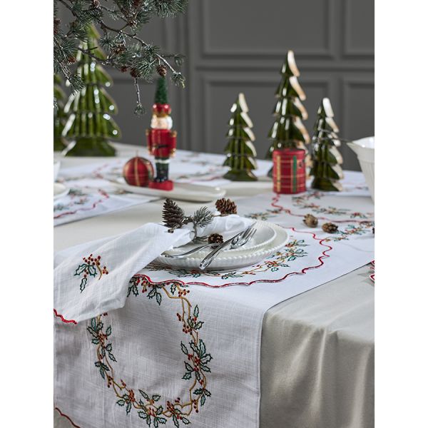 Набор из двух салфеток под приборы festive wreath из коллекции new year essential, D38 см Tkano
